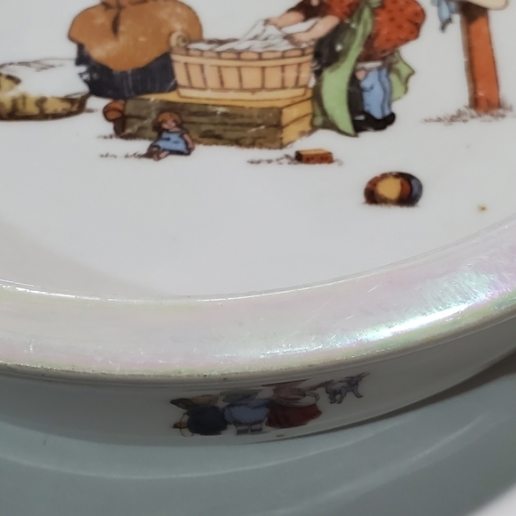 Vtg RWC Bavaria Germany porcelain transferware childs plate bowl images of play - Picture 14 of 15